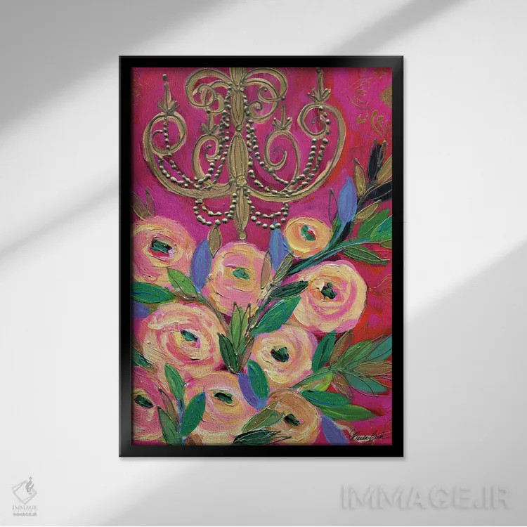 تابلو شکوه صورتی اثر برندا بوش - نمای قابدار مشکی