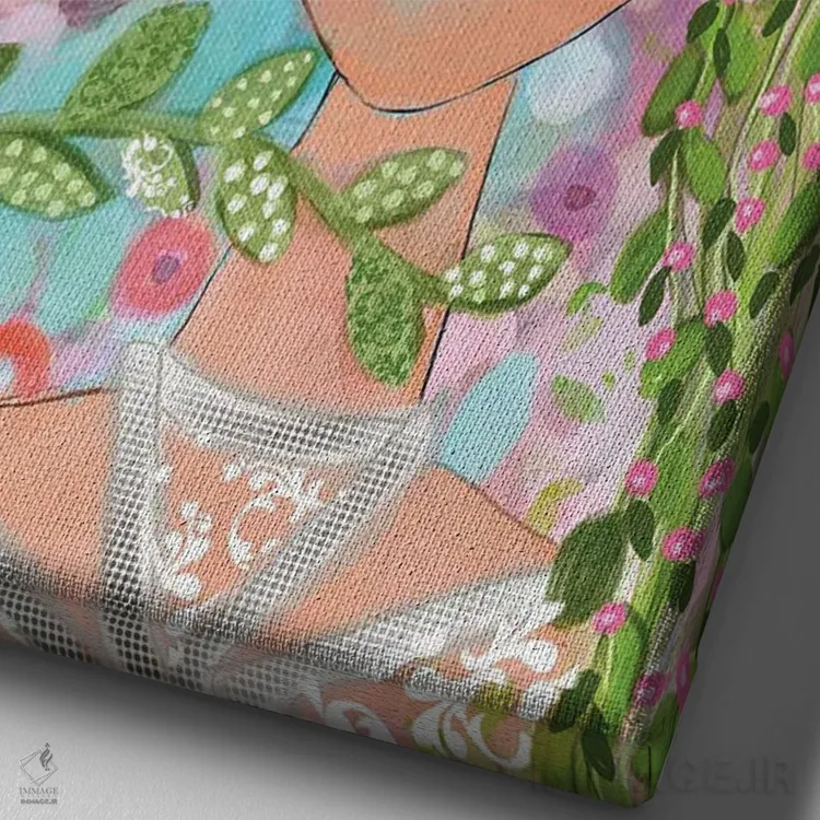 تابلو توری شانتی و چهرهای زیبا اثر برندا بوش - نمای نزدیک بافت بوم