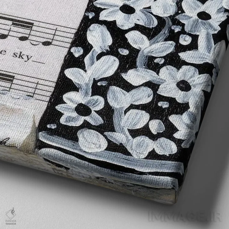 تابلو دنیای شگفتانگیز II اثر برندا بوش - نمای نزدیک بافت بوم