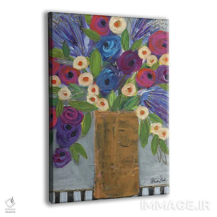 تابلو گلدان طلایی اثر برندا بوش - نمای پرسپکتیو محصول