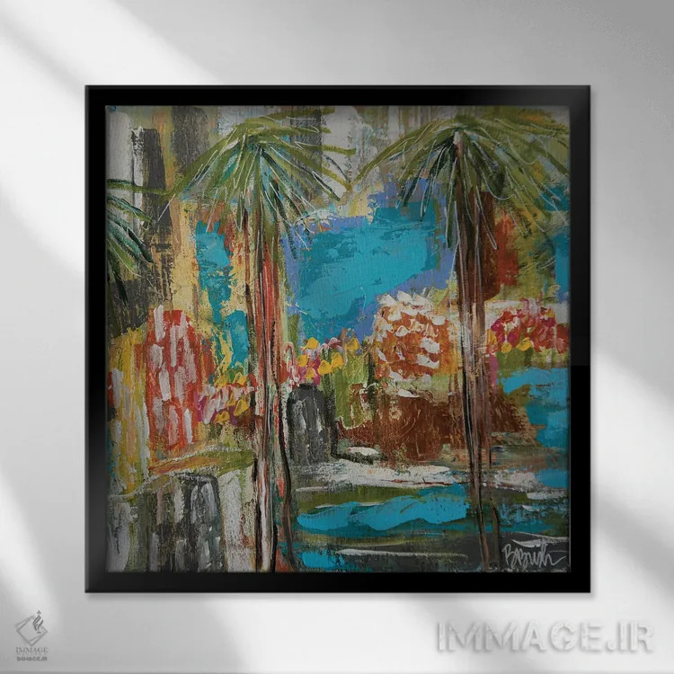 تابلو جزیرهای در آفتاب اثر برندا بوش - نمای قابدار مشکی