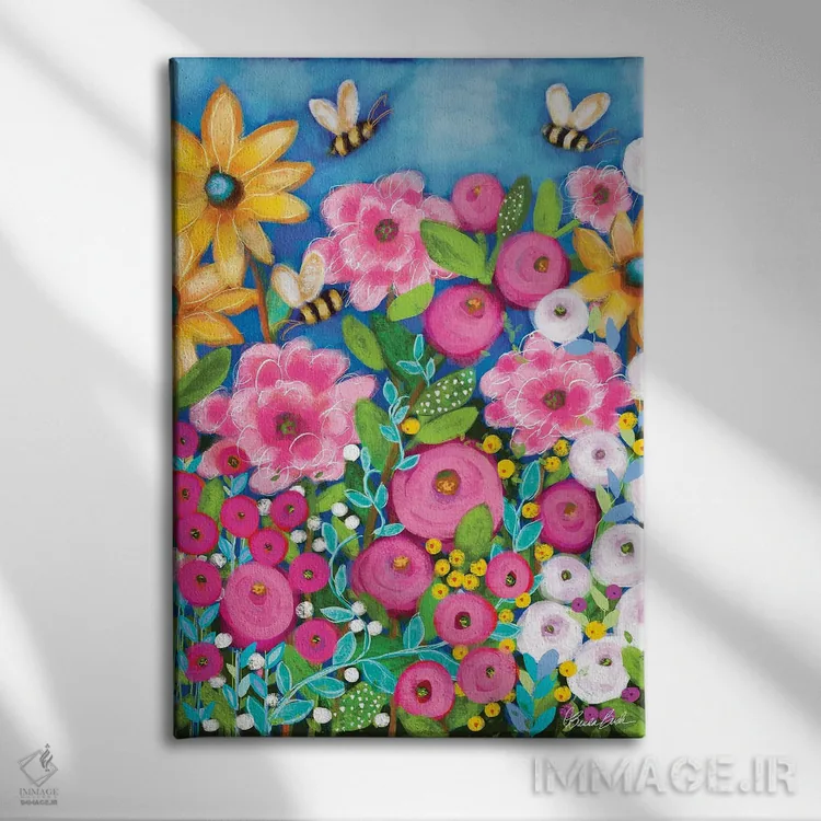 تابلو زنبورهای پرکار اثر برندا بوش - نمای روبهرو روی دیوار