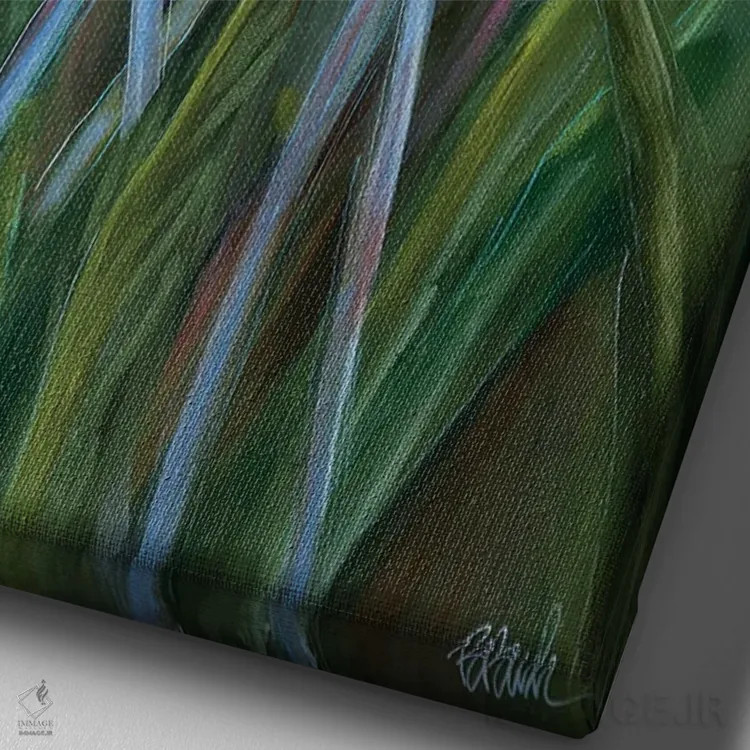 تابلو بهشت در باغ اثر برندا بوش - نمای نزدیک بافت بوم