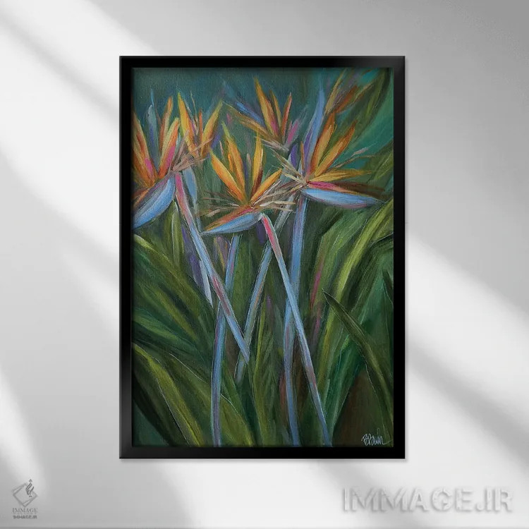 تابلو بهشت در باغ اثر برندا بوش - نمای قابدار مشکی