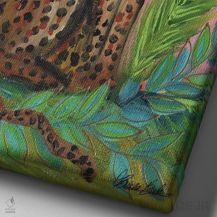 تابلو ملکهٔ جنگل اثر برندا بوش - نمای نزدیک بافت بوم