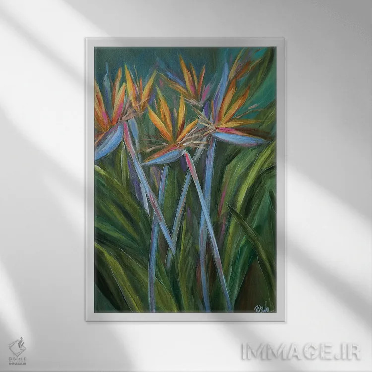 تابلو بهشت در باغ اثر برندا بوش - نمای قابدار سفید