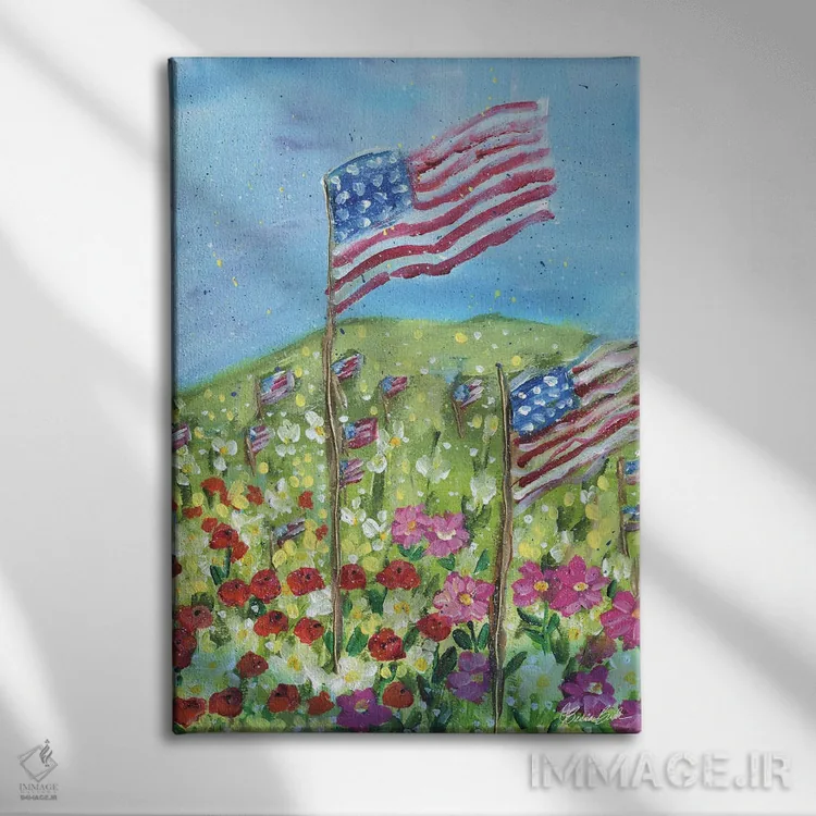 تابلو سپاسگزار در آمریکا اثر برندا بوش - نمای روبهرو روی دیوار