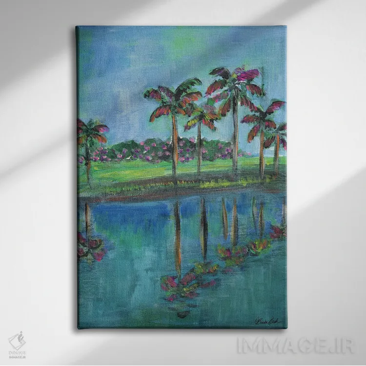 تابلو انعکاسهای گرمسیری اثر برندا بوش - نمای روبهرو روی دیوار