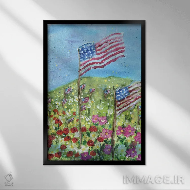 تابلو سپاسگزار در آمریکا اثر برندا بوش - نمای قابدار مشکی