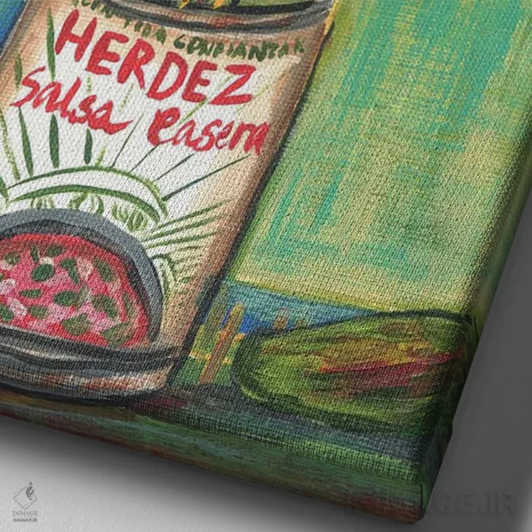 تابلو بوگنویلیا در قوطی سالسا اثر برندا بوش - نمای نزدیک بافت بوم