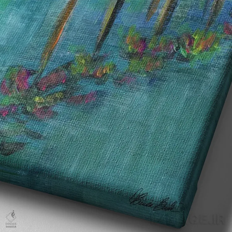 تابلو انعکاسهای گرمسیری اثر برندا بوش - نمای نزدیک بافت بوم