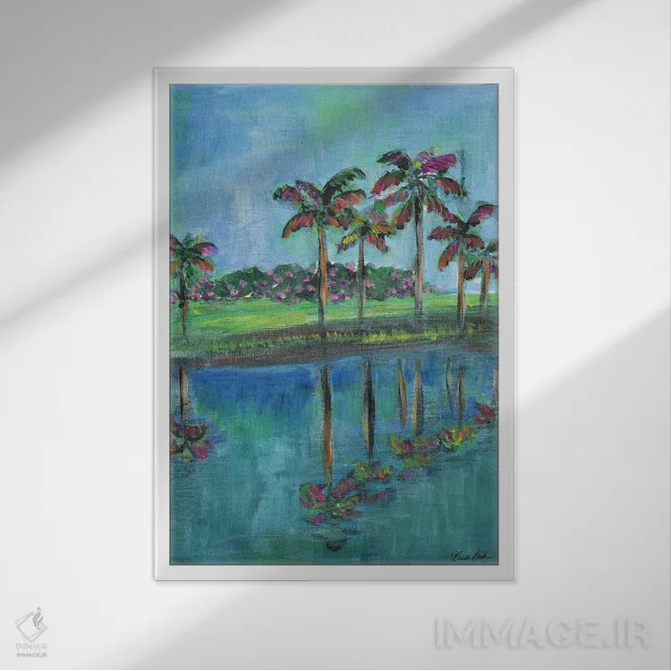 تابلو انعکاسهای گرمسیری اثر برندا بوش - نمای قابدار سفید