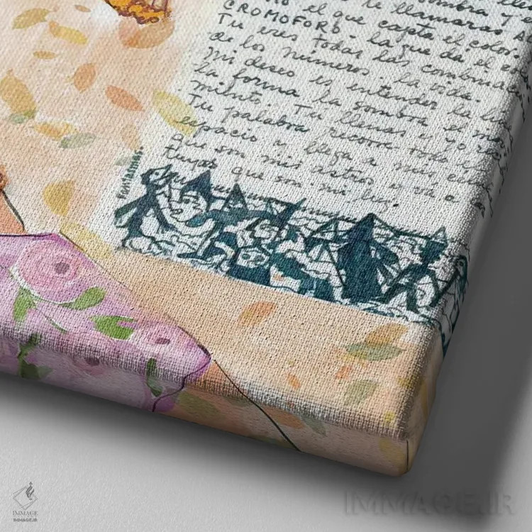 تابلو نامههای عاشقانه فریدا اثر برندا بوش - نمای نزدیک بافت بوم