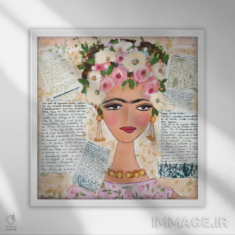 تابلو نامههای عاشقانه فریدا اثر برندا بوش - نمای قابدار سفید