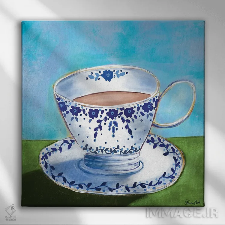 تابلو قهوه زیر آفتاب صبحگاهی اثر برندا بوش - نمای روبهرو روی دیوار