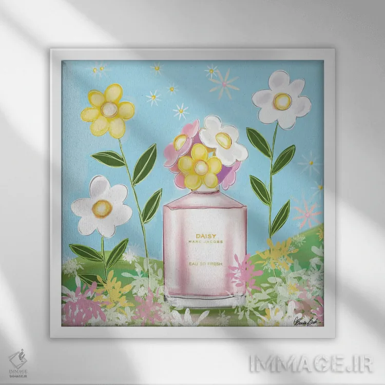 تابلو مرواریدهای شکوفا اثر برندا بوش - نمای قابدار سفید