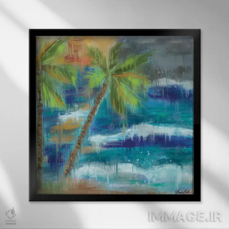 تابلو باران در کانکون (مکزیک) اثر برندا بوش - نمای قابدار مشکی