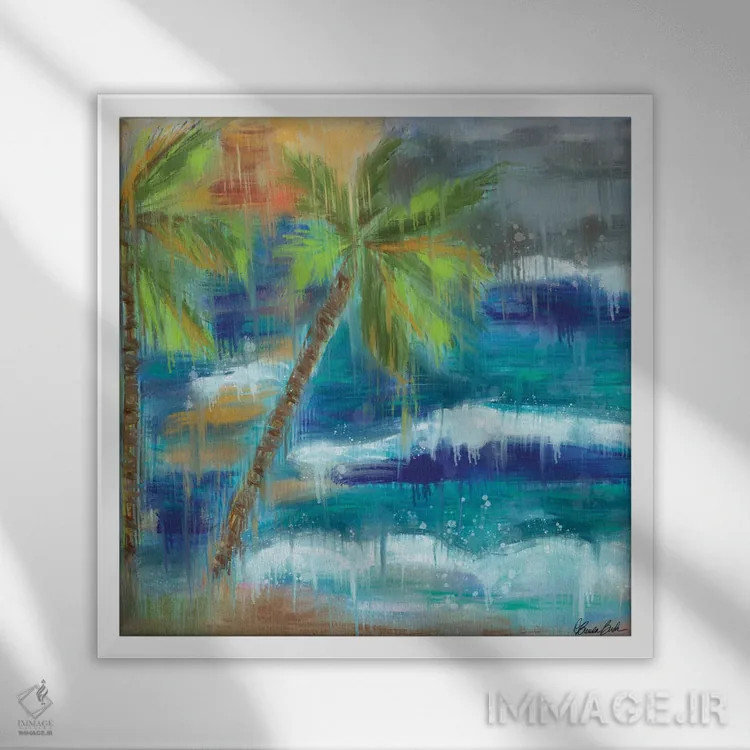 تابلو باران در کانکون (مکزیک) اثر برندا بوش - نمای قابدار سفید