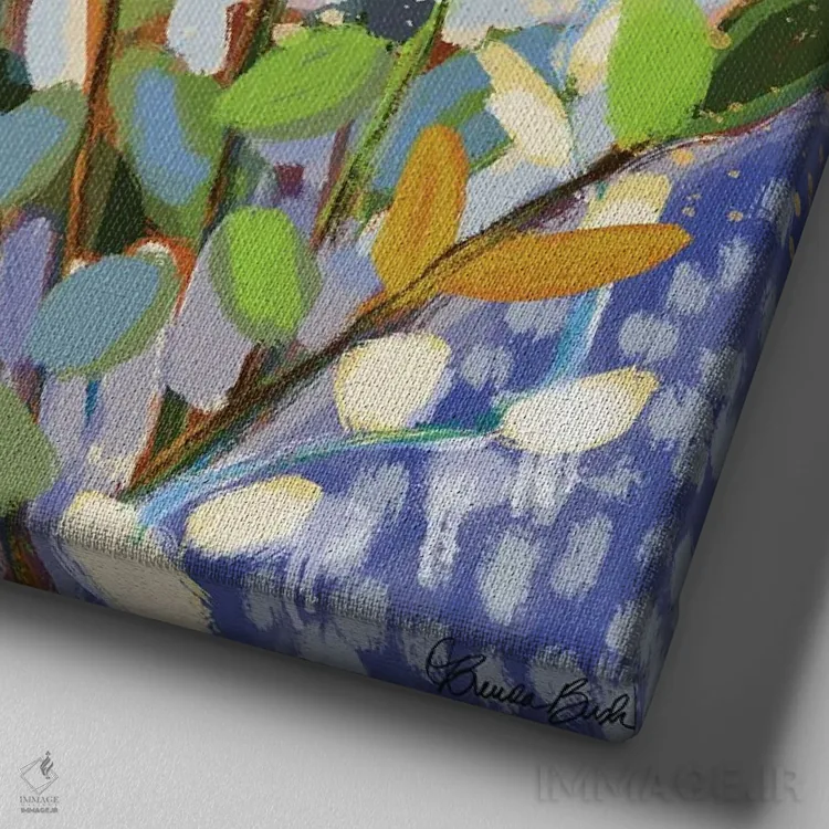 تابلو آفتابگردانهای ساحلی اثر برندا بوش - نمای نزدیک بافت بوم