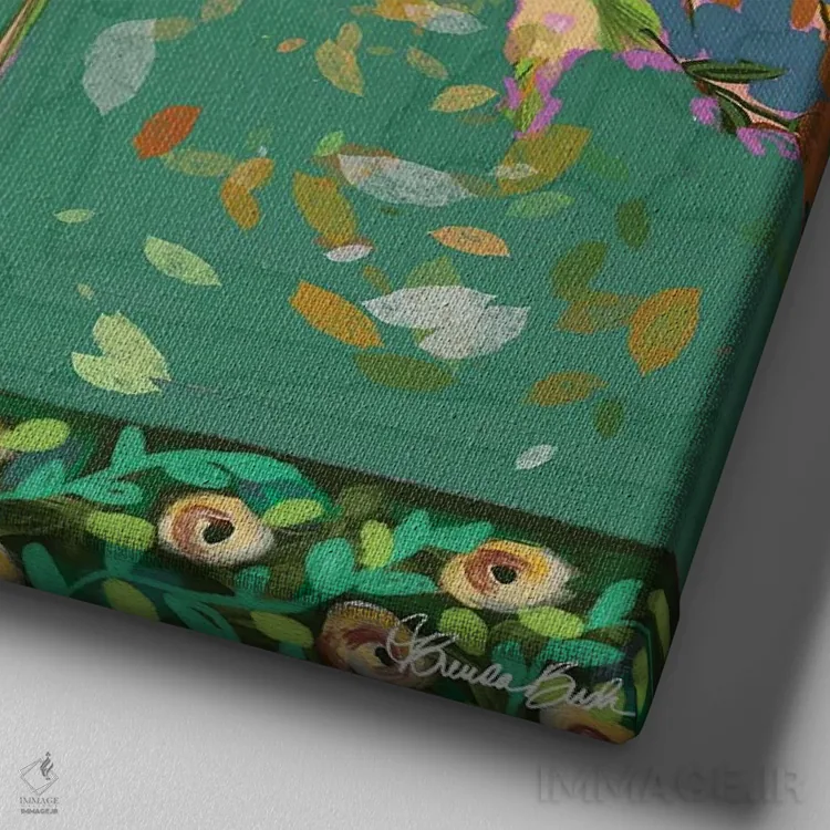 تابلو دستهگل سپتامبر اثر برندا بوش - نمای نزدیک بافت بوم