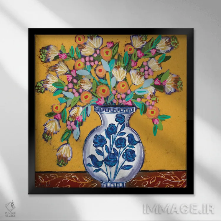 تابلو دستهگل تولوم (مکزیک) اثر برندا بوش - نمای قابدار مشکی