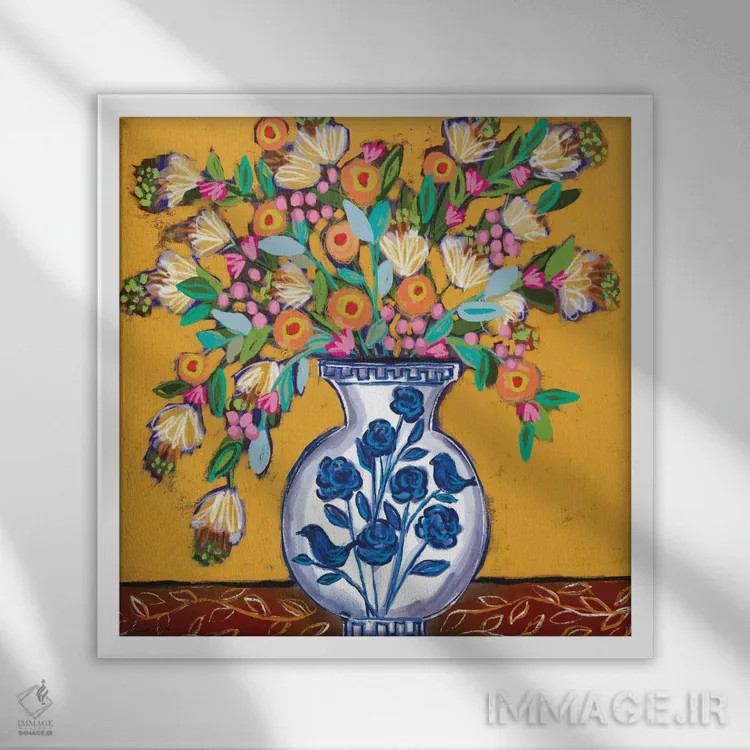 تابلو دستهگل تولوم (مکزیک) اثر برندا بوش - نمای قابدار سفید