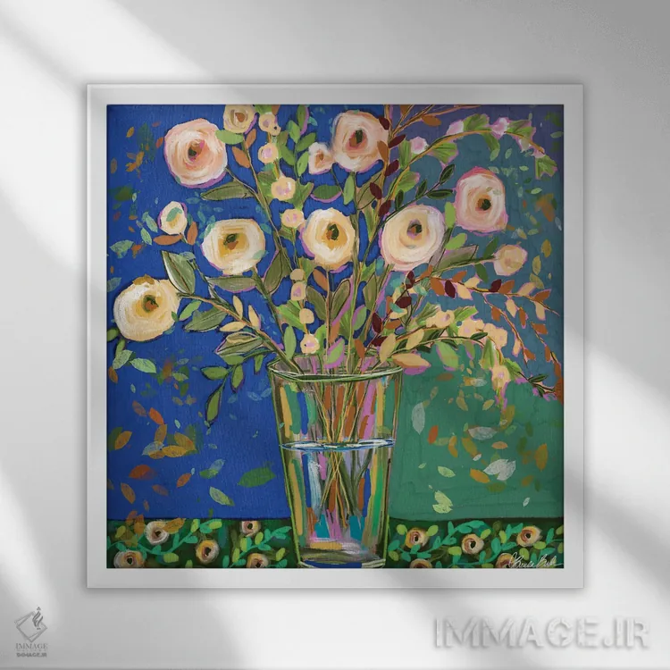 تابلو دستهگل سپتامبر اثر برندا بوش - نمای قابدار سفید