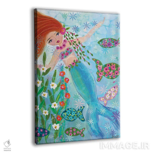 تابلو پری دریایی باغ گل یاقوتی اثر برندا بوش - نمای پرسپکتیو محصول