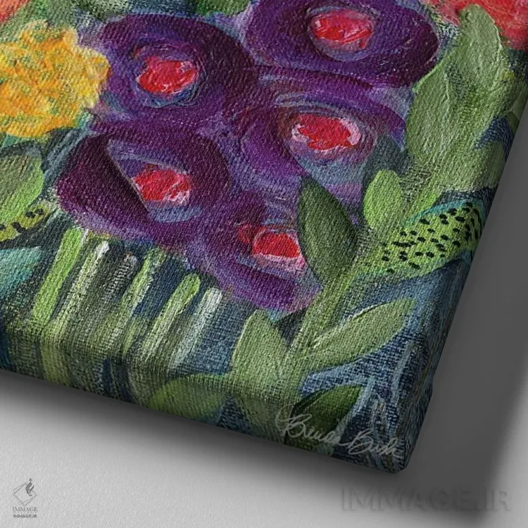 تابلو احساس تازگی اثر برندا بوش - نمای نزدیک بافت بوم