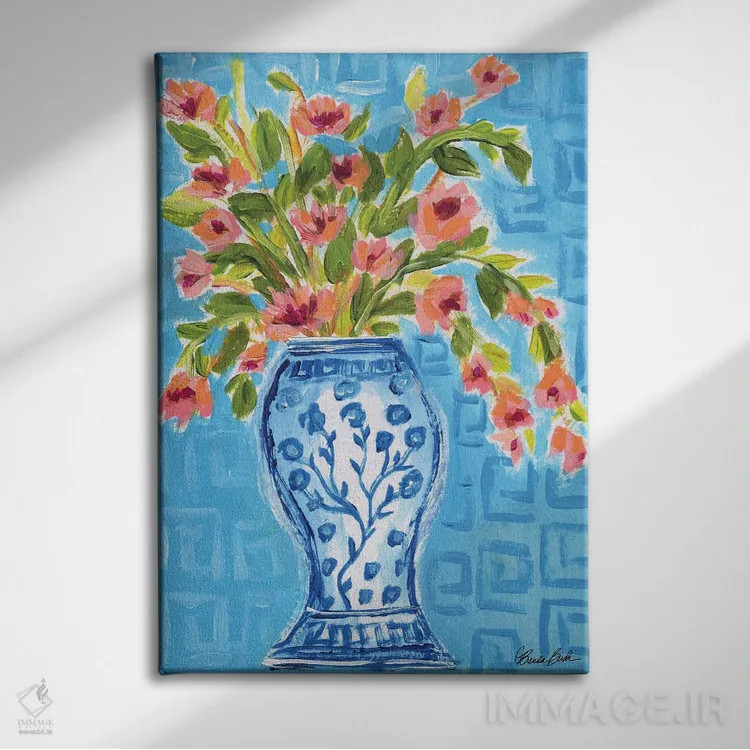 تابلو گلدان بلند اثر برندا بوش - نمای روبهرو روی دیوار