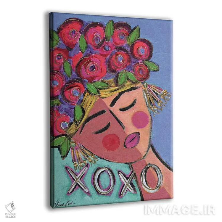 تابلو XOXO بهترین دوست (بغل و بوسه) اثر برندا بوش - نمای پرسپکتیو محصول