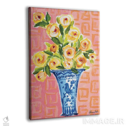 تابلو گلدان پرندهٔ آبی اثر برندا بوش - نمای پرسپکتیو محصول