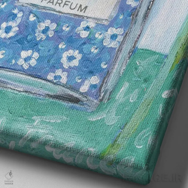 تابلو آبی شنل (برند Chanel) اثر برندا بوش - نمای نزدیک بافت بوم