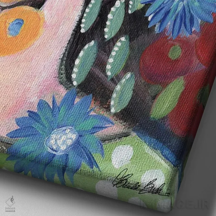 تابلو جواهرات جدید و لباس خالخالی اثر برندا بوش - نمای نزدیک بافت بوم