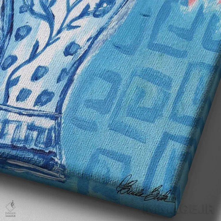 تابلو گلدان بلند اثر برندا بوش - نمای نزدیک بافت بوم