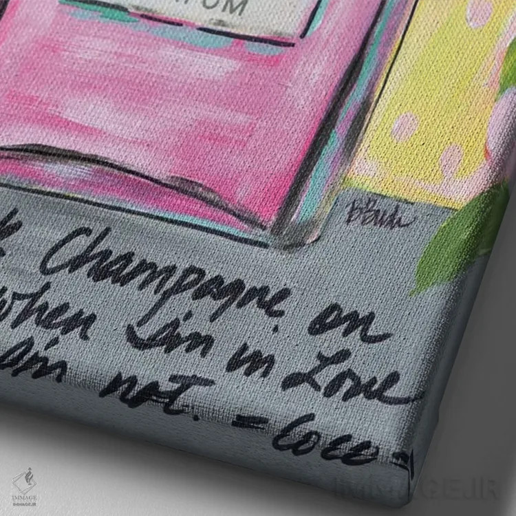 تابلو شامپاین شنل (برند Chanel) اثر برندا بوش - نمای نزدیک بافت بوم