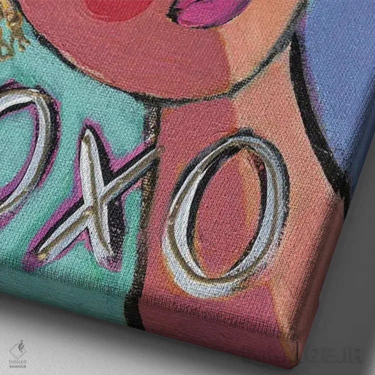 تابلو XOXO بهترین دوست (بغل و بوسه) اثر برندا بوش - نمای نزدیک بافت بوم