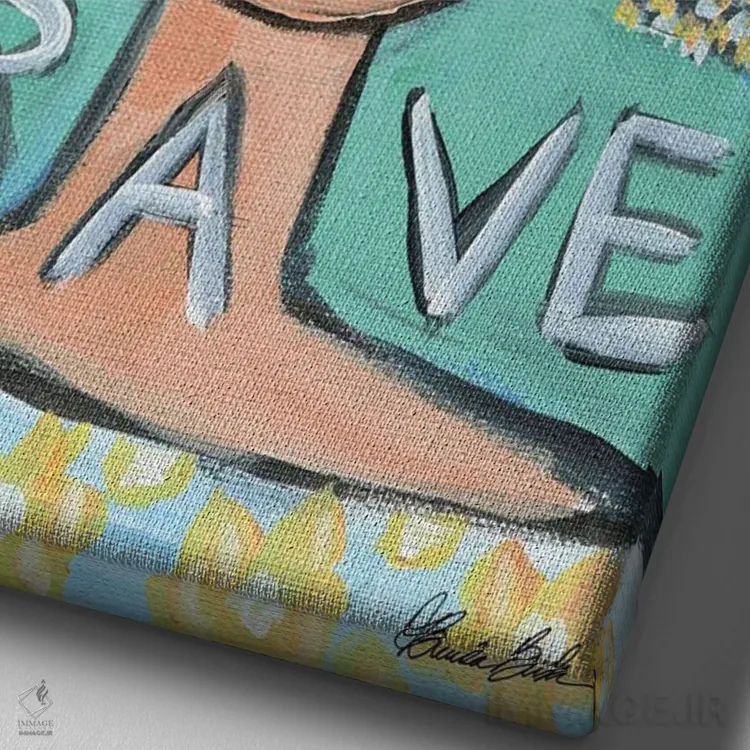 تابلو شجاع بهترین دوست اثر برندا بوش - نمای نزدیک بافت بوم