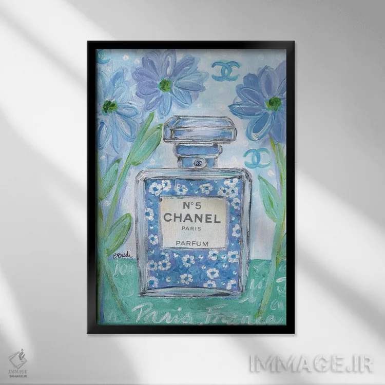 تابلو آبی شنل (برند Chanel) اثر برندا بوش - نمای قابدار مشکی