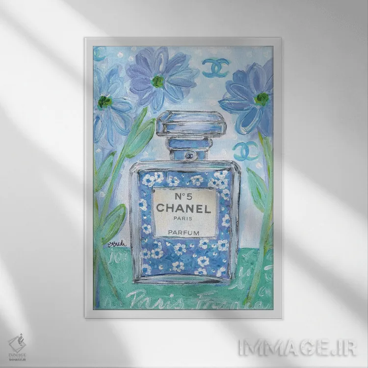 تابلو آبی شنل (برند Chanel) اثر برندا بوش - نمای قابدار سفید