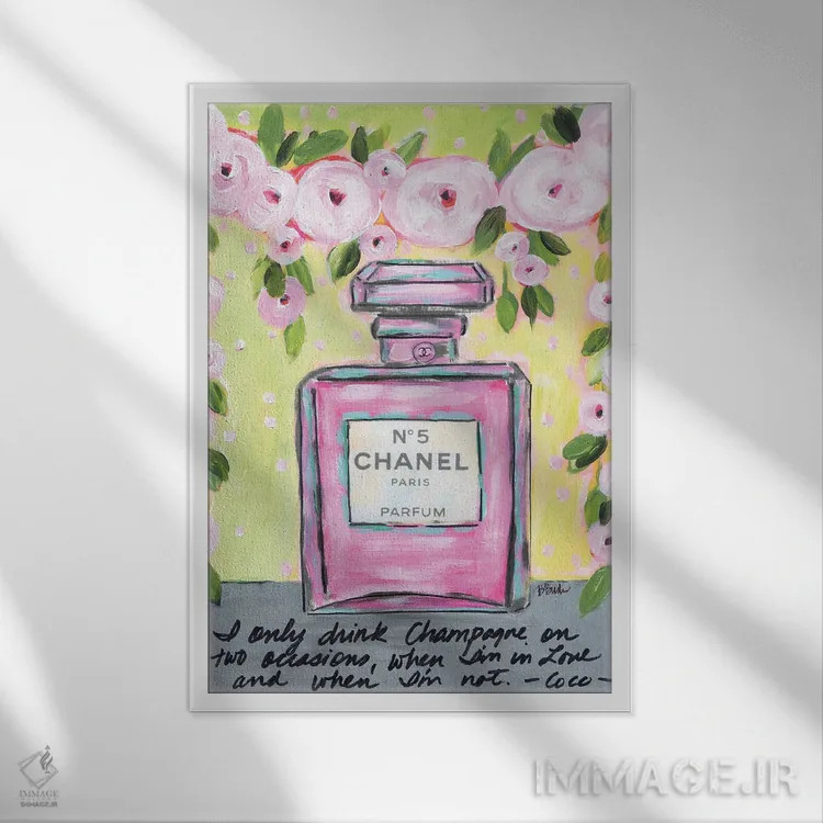 تابلو شامپاین شنل (برند Chanel) اثر برندا بوش - نمای قابدار سفید