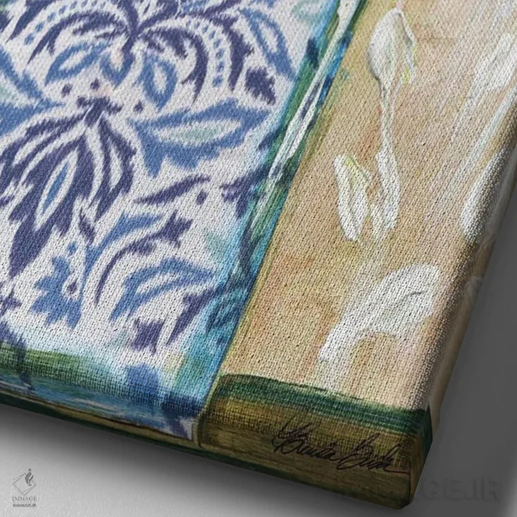 تابلو رزهای ماه آبی اثر برندا بوش - نمای نزدیک بافت بوم