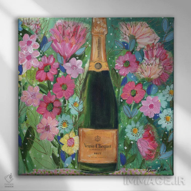 تابلو شامپاین در باغ اثر برندا بوش - نمای روبهرو روی دیوار