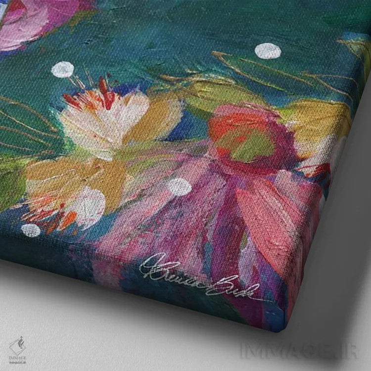 تابلو شامپاین به سبک چینی اثر برندا بوش - نمای نزدیک بافت بوم