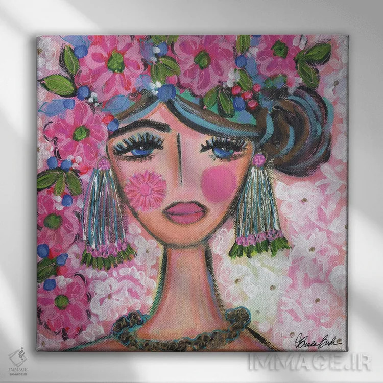 تابلو کودک گلگونهٔ زنانه اثر برندا بوش - نمای روبهرو روی دیوار