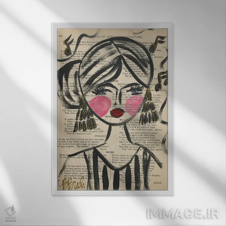 تابلو خاطرات موسیقی اثر برندا بوش - نمای قابدار سفید