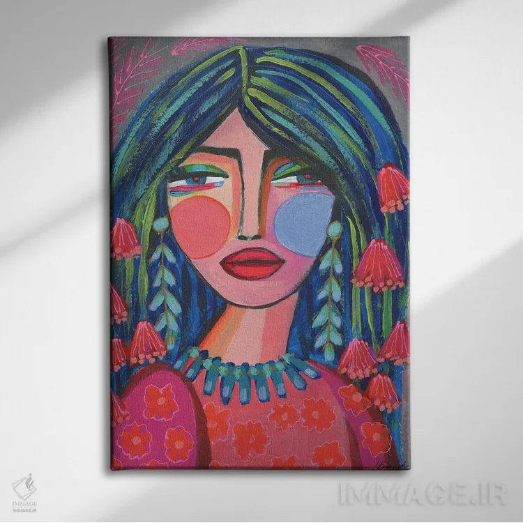 تابلو جنگجوی روح آزاد اثر برندا بوش - نمای روبهرو روی دیوار