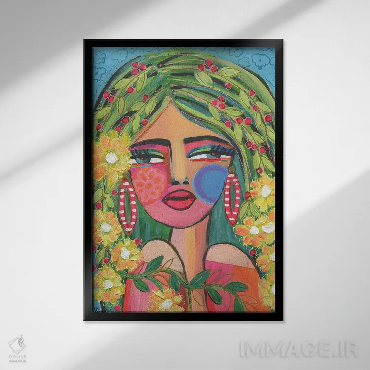 تابلو کودک گلگونهٔ بانوی گادایوا (شخصیت تاریخی) اثر برندا بوش - نمای قابدار مشکی