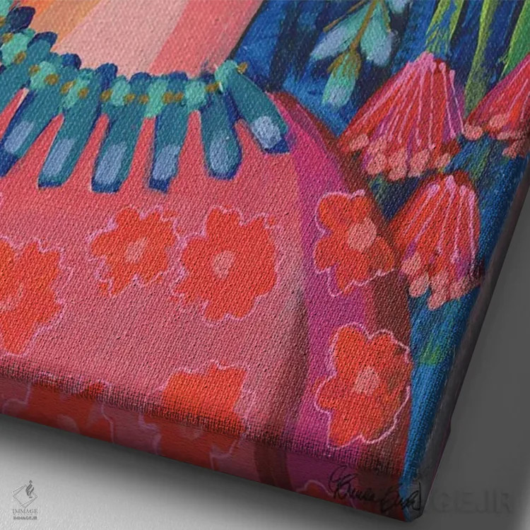 تابلو جنگجوی روح آزاد اثر برندا بوش - نمای نزدیک بافت بوم