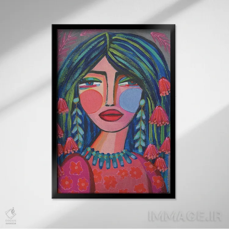 تابلو جنگجوی روح آزاد اثر برندا بوش - نمای قابدار مشکی